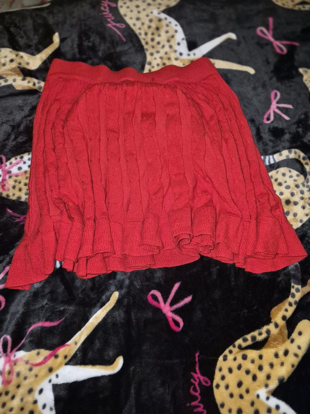 Dolls Kill Red Knit Ruffle Mini Skirt